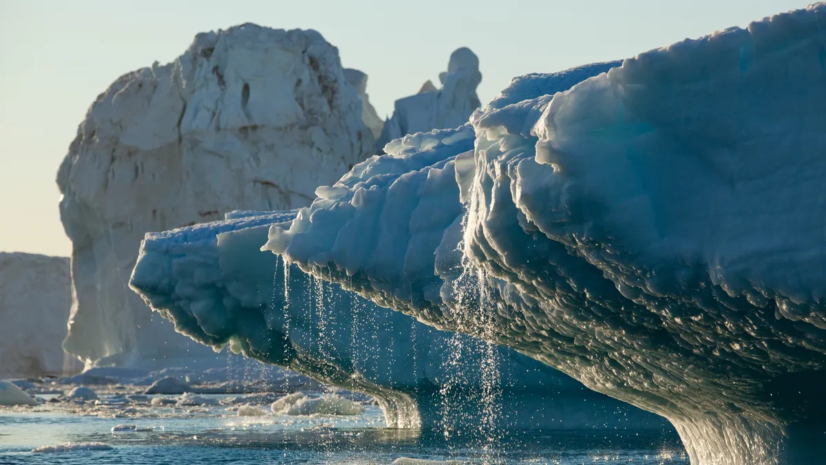 an aerial view of the ice shelf 